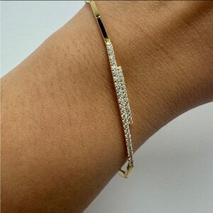 .40 CTS Natural Diamond Bar Bracelet 14K Yellow Gold